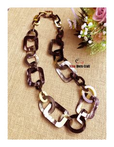 "Horn Necklace have natural colour, made without any chemicals, only polished. Lightweight.Actual colors may vary. 39.37\" (100cm) long. A bout me I was born from traditional villages producing handicrafts from the material: mother of pearl, horn, bone, sea snails .... With over 400 years of history, passion and desire to bring natural beauty to the world, I have worked relentlessly to create products with the best quality. Here you can find a part of nature. If you have a Product design with th Brown Chain Jewelry As A Gift, Brown Chain Necklace For Gift, Handmade Brown Rectangular Jewelry, Bohemian Brown Rectangular Necklace, Handmade Long Brown Necklace, Handmade Brown Rectangular Necklaces, Unique Handmade Brown Long Necklace, Handmade Brown Long Necklace As A Gift, Handmade Brown Long Necklace For Gift