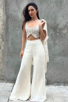 Pant Sets For Women Indian, Crop Top Pants Outfit, Indian Cod Set, Indian Pant Suits For Women, Indian Blazer Outfit Women, Indian Pants Outfit, Pant Top Set Women, White Western Outfit, White Indian Outfit