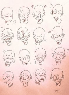 a bunch of different facial expressions drawn on paper