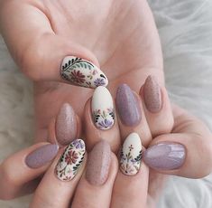 Boho Nails, Valentine Nails, Nail Swag, Oval Nails, Nail Designs Spring, Flower Nails