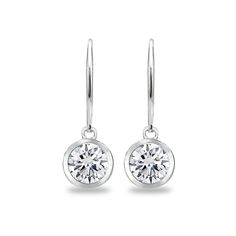 Wear these stylish earrings to enhance your daytime and evening attire. These stunning dainty earrings feature 6mm round bezel-set gemstones in a dangling 925 silver setting. These dainty earrings are secured by lever-backs. The earrings are crafted of fine sterling silver and are nickel & tarnish free. These trendy earrings in fine jewelry are a great addition to your sterling silver jewelry and gemstone jewelry collections. Product Details Metal Type sterling-silver Metal Stamp 925-sterlin Classic Dangle Jewelry With Bezel Setting, Anniversary Bezel Set Dangle Earrings, Anniversary Dangle Earrings With Bezel Setting, Anniversary Bezel Set Drop Earrings, Classic Teardrop Earrings With Bezel Setting, Classic Teardrop Bezel Set Earrings, Cubic Zirconia Dangle Earrings With Bezel Setting, Sterling Silver Jewelry With Bezel Setting And Dangle Shape, Sterling Silver Dangle Earrings With Bezel Setting