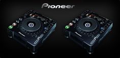 two dj controllers sitting side by side in front of a black background with the word pioneer on it