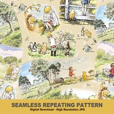 an image of seamless repeating pattern for children's clothing and apparels in the park