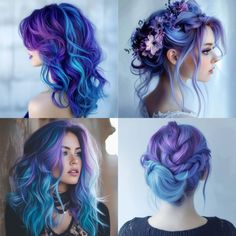 20 Creative Blue and Purple Hair Ideas - Hair Guru Blue And Purple Hair Highlights, Purple And Blue Hair Highlights Peekaboo Color, Pink And Blue Hair Ideas, Blue And Purple Hair, Purple And Blue Hair, Braided Half Updo, Blue Hair Highlights, Blue Purple Hair, Purple Hair Highlights