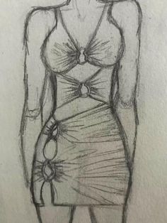 a drawing of a woman in a dress with her hands on her hips and one hand on her hip