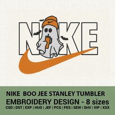 the nike logo has been designed to look like a ghost with an orange hat and nose