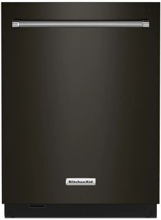 a black dishwasher with the words kitchenaid on it