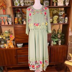 Nwt Asos Size Us 10 Floral Green Dress. Has A Slip Dress That Is Entirely Detachable. Zips Of The Back. Please Ask For Measurements If You Need Them And I Have Not Posted Yet! Vintage Spring Midi Dress For Brunch, Green Flowy Dress With Floral Embroidery, Flowy Green Dress With Floral Embroidery, Green Floral Print Vintage Dress For Spring, Green Midi-length Vintage Dress For Spring, Green Midi Vintage Dress For Spring, Green Vintage Midi Dress For Spring, Spring Green Vintage Dress With Floral Print, Spring Green Floral Print Vintage Dress