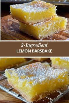 two ingredient lemon barsbake on a cooling rack