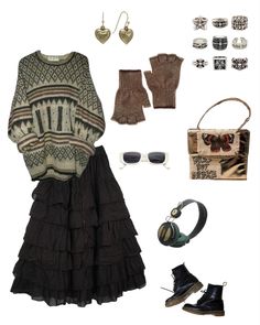 Forestcore Outfit, Earthy Grunge, Goblincore Outfits, Peony Aesthetic, Fashion Kawaii, Street Outfits, The Bling Ring, Girl Fashion Style