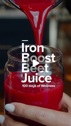 Ronica Rupan on Instagram: "Iron-Boosting Beet Juice for 
episode 2 of 100 days of wellness. This Iron-Boosting Beet Juice is the ultimate energy boost. Beets bring the natural nitrates to boost blood flow, while the citrus helps with absorption of iron.  Apples add natural sweetness, carrots promote healthy skin and vision, and ginger soothes digestion.

👉🏽 @mymanabites 

What You’ll Need:
* 2 beets, peeled and chopped
* 1 apple, cored and sliced
* 2 carrots, peeled
* 1 lemon, peeled
* 1 orange, peeled
* A thumb-sized piece of ginger

How to Make It:
1. Wash and prep all the ingredients.
2. Run everything through your juicer or blend it with a bit of water and strain.
3. Serve over ice, if desired, and enjoy your sweet, earthy, and refreshing pick-me-up!

Juicer by @huromamerica - use R