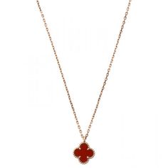 18k Gold Van Cleef Carnelian Red Clover Necklace New!! Van Cleef Carnelian, Van Clef Necklace, Red Van Cleef, Gold Van Cleef, Van Cleef Arpels Necklace, Van Cleef Necklace, Gold Vans, Van Cleef And Arpels Jewelry, Red Clover