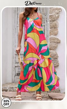 Multicolor Geometric Colorblock V Neck Tiered Maxi Dress Night Skirt, Shift Pattern, Backless Dresses, Dress Party Night, Two Piece Jumpsuit, Evening Dresses Cocktail, Long Sleeve Short Dress, Tiered Maxi Dress, Puffed Sleeves Dress