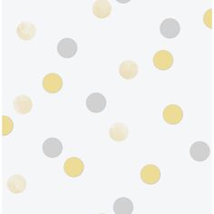 a white and yellow polka dot wallpaper