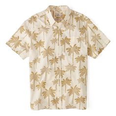 Slub cotton shirt inspired by the sun-drenched Mexican coast Relaxed Cotton Top With Palm Tree Print, Beach Season Relaxed Fit Cotton Camp Shirt, Relaxed Fit Cotton Camp Shirt For Beach Season, Cotton Camp Shirt With Palm Tree Print, Relaxed Fit, Relaxed Fit Cotton Camp Shirt With Palm Tree Print, Casual Cotton Camp Shirt With Palm Tree Print, Relaxed Fit Cotton Shirt For Warm Weather, Relaxed Fit Cotton Shirt With Palm Tree Print, Cotton Shirt For Vacation In Warm Weather