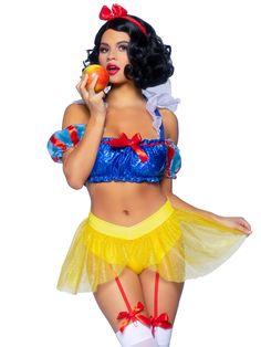 Leg Avenue Bad Apple Snow White Costume Apple Snow White, Apple Snow, Storybook Character Costumes, Glitter Skirt, Snow White Costume, Princess Halloween Costume, White Costume, Glitters Skirt, White Costumes