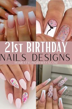 Beautiful 21st Birthday Nails Designs in 2023 Birthday nail designs, Birthday nails, Birthday 21st Birthday Nails Short, Birthday Nails Designs, Birthday Nails Inspiration, Birthday Nails Short, Nails Inspiration Short, Birthday Nail Ideas, Birthday Nails Ideas, 21st Birthday Nails, 2023 Birthday