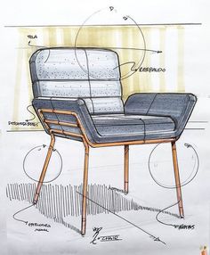 a drawing of a chair that is in the process of being constructed