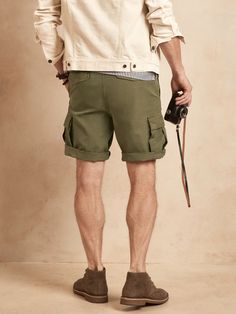 Perfect for explorations remote and routine, this classic cargo short is crafted from a soft-yet-sturdy blend of linen and cotton, a travel companion we find is always welcome in warm weather.  Zip fly with button closure.  Belt loops.  Slider tabs a Cargo Short, Travel Companion, Mens Fashion Casual, Warm Weather, Cargo Shorts, Cotton Linen, Fashion Casual, Travel