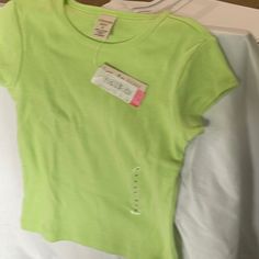 100% Cotton And New With Tag Bright Green T-Shirt. Machine Washable. Size 7. Green Shirt Outfit Summer, Neon Green Shirt Outfit, Green Shirt Outfit, Green Shirt Outfits, Shirt Outfit Summer, Empire Waist Tops, Beige Shirt, Copper Key, White Collared Shirt