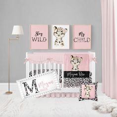 "Made just for your baby girl, you're going to LOVE this personalized leopard crib bedding set! Perfect for any baby girl leopard baby bedding, personalize this baby girl crib bedding set with your baby's name and initial on these personalized leopard crib bedding pieces for an adorable addition to your leopard nursery! ♥ CRIB BEDDING SET OPTIONS ~ 2 Piece Set: Leopard crib sheet of your choice Personalized leopard baby blanket ~ 3 Piece Set: Leopard crib sheet of your choice Personalized leopar Leopard Nursery, Baby Girl Crib Sheets, Pink Crib Bedding, Baby Girl Crib Bedding Sets, Leopard Print Pink, Girl Crib Bedding, Crib Sheets Girl, Leopard Baby