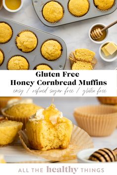 gluten - free honey cornbread muffins are an easy and delicious treat