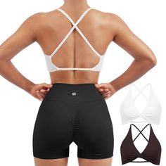 PRICES MAY VARY. Backless Strappy Sports Bra Pack: Cross open back crop tops, Strappy sports bra with thin spaghetti straps, Twist V neck plunge sports bra multipack Light Support Workout Crop Tops: Low impact minimal workout bras, Padded push up sports bra, Wirefree comfy basic crop tops Brushed Buttery Soft Gym Tops: 75% Nylon+25% Spandex, Breathable sweat-wicking, Ultra lightweight, 4 way stretch Occasions: Backless Twist Front sports bra perfect for gym, yoga, workout, fitness, yoga, cycling Sports Bra Minimal, Minimal Workout, Exercise Bras, Short Kurtis For Jeans, Cute Sports Bras, Bra Pack, Top Academia, Basic Crop Tops, Neck Workout