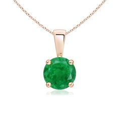 Linked to a lustrous bale is a lush green emerald solitaire secured in a four prong setting. Crafted in 14k rose gold, the elegant design of this classic emerald pendant draws all attention towards the magnificence of the center stone. Emerald Necklace Pendant, Yellow Gold Solitaire, Sapphire Solitaire, Solitaire Pendant Necklace, Emerald Pendant, Sapphire Pendant, Emerald Necklace, Solitaire Pendant, Classic Ring