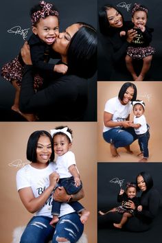 two women and a baby are posing for pictures