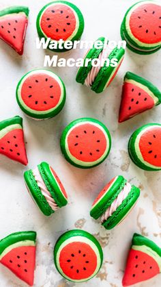 watermelon macaroni and cheese sandwiches with green icing