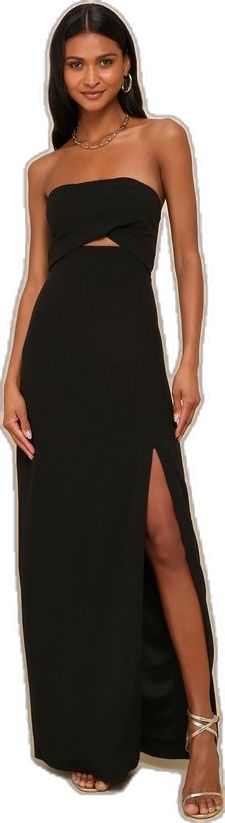 Extravagant Persona Black Strapless Cutout Column Maxi Dress