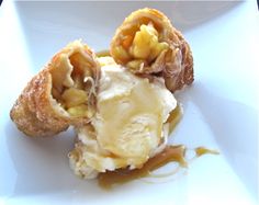 an ice cream dessert with walnuts and caramel