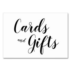 the words cards and gifts written in black ink