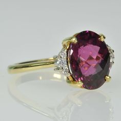 Garnet And Diamond Ring, Garnet Jewelry, Rhodolite Garnet, Pink Tone, Brilliant Diamond, Round Brilliant, Garnet, Diamond Ring, Jewelry Box