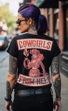 Pantera Shirt, Gothic Cowgirl, Cowboys From Hell, Concert Top, Goth Metal, Country Vibes, Outlaw Country, Tattoed Women, Western Graphic Tees