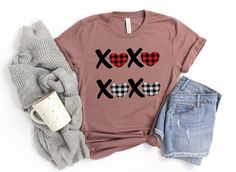 Xoxo Shirt Buffalo Plaid Valentines Day Shirts For Woman Heart Shirt Cute Valentine Shirt Cute Valentine Tee Valentines Day Gift Shipping from the US. Easy 30 day return policy, 100% cotton, Double-needle neck, sleeves and hem; Roomy Unisex Fit. Valentines Day Outfits For Women, Turkey Shirts, Display Picture, Family Christmas Shirts, Message Box, Thanksgiving Shirts