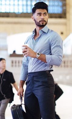 Blue Shirt Outfit Men, Blue Shirt Outfit, Black Shirt Outfit Men, Blue Chinos Men, Chinos Men Outfit, Blue Pants Outfit, Black Shirt Outfits, Blue Pants Men, Celana Fashion