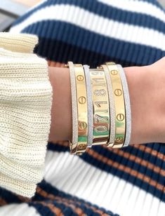 he perfect statement-maker for any occasion. Wear it stacked, or by itself. This gorgeous bangle features: 14K GOLD COMES IN ALL COLORS .52 CT GENUINE DIAMOND Pave Bangle, Cartier Love Bracelet, All Colors, Italian Charm Bracelet, Wear It, Occasion Wear, All The Colors, Bangles, Charm Bracelet