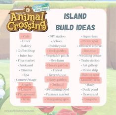 an animal crossing game is shown with the names in english and spanish, along with pictures of animals