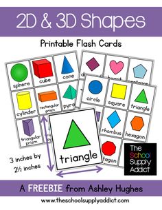 two and three dimensional shapes printable flash cards