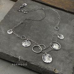 "Handmade necklace is made of oxidized sterling silver 925, The necklace are perfect for everyday and makes for a great gift! Measurements: Necklace's length : 15\"- 35\" + 1.5 inches (38-89 cm + 4 cm adjustment) Above length - 16\" - is showed in the pictures. You can choose another one (select in OPTIONS) Silver elements diameter : 0.28\" - 0.66\" ( 7-17 mm) You can also buy earrings to the set Thank you for visiting! more photos collection: https://web.facebook.com/pg/formood/photos/?tab=albu Silver Layered Necklace, Delicate Silver Necklace, Silver Necklace Simple, Silver Rings With Stones, Long Silver Necklace, Fine Silver Jewelry, Silver Jewelry Earrings, Silver Jewelry Design, Buy Earrings