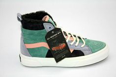 Winter ready shoes have never looked so good. Vans presents the Sk8-Hi MTE DX green, pink, black and purple shoes for all the cold-weather days ahead. The colorful, deluxe weather-resistant suede and leather uppers provide protection from the elements and Vans has added a heat retention layer to keep the cold out and your heat in. The vulcanized lugged outsole offers premium traction when the conditions start to get a little slick and the interior is lined with faux fur so your feet stay cozy ev Green High-top Sneakers For Winter, Pink Sneakers For Winter Streetwear, Green Sporty Sneakers, Sporty Green Winter Sneakers, Vans Vans, Vans Sk8 Hi, Purple Shoes, Black And Purple, Sk8 Hi