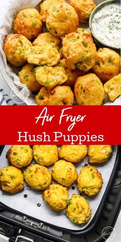 air fryer hush puppies with text overlay