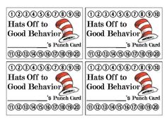 four coupons with the cat in the hat on them, one for good behavior