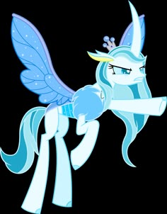 a blue pony with wings on its head