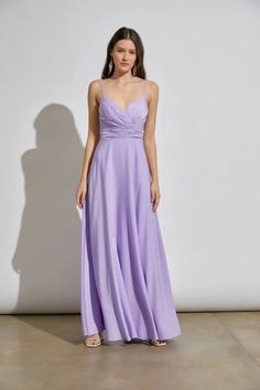 You'll be destined for love in the Tied Back To You Lavender Maxi Dress! Sleek woven fabric shapes this stunning maxi dress with a surplus, V-neckline and pleated, princess seamed bodice supported by spaghetti straps that carry into an alluring lace-down open back. A high, banded waist sits atop a stunning A-line skirt that falls to a maxi hem. Maxi Dress Color: Lavender Fit: True to size Surplus V-neckline Adjustable shoulder straps High waist A-line skirt Fitted bodice Sewn-in padded cups Plea Lavender Maxi Dress, Pleated Bodice, Skirt Fits, Princess Seam, Tie Dress, Fitted Bodice, Tie Backs, A Line Skirt, Model Measurements