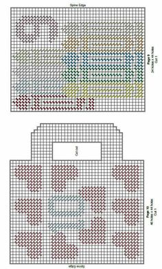 the cross stitch pattern is shown in two different colors