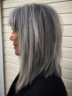 Medium Salt And Pepper Hairstyle With Bangs Grey Brown Hair, Grey Hair With Bangs, Salt And Pepper Hair, Gorgeous Gray Hair, Beautiful Gray Hair, Going Grey, Gray Hair Cuts