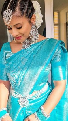 Sky Blue Saree, Blue Silk Saree, Brocade Saree, Indian Wedding Wear, Blue Saree, Art Silk Sarees, Work Sarees, Saree Look, Soft Silk Sarees