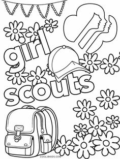 the back to school coloring page with flowers and backpacks